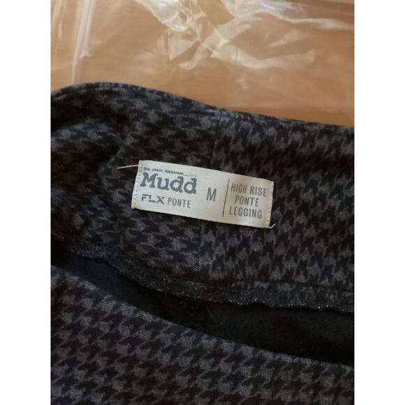 3086 MUDD FLX PONTE WOMENS HIGH RISE LEGGINGS SIZE MEDIUM BLACK/GRAY - Picture 9 of 9